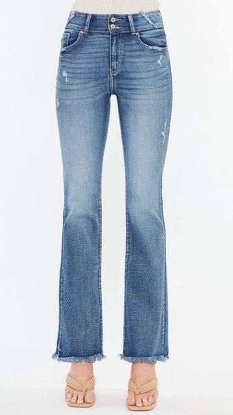 Kendal High Rise Bootcut Raw Hem Jeans