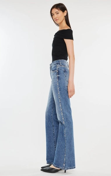 Sloan High Rise Studded Flare Jeans